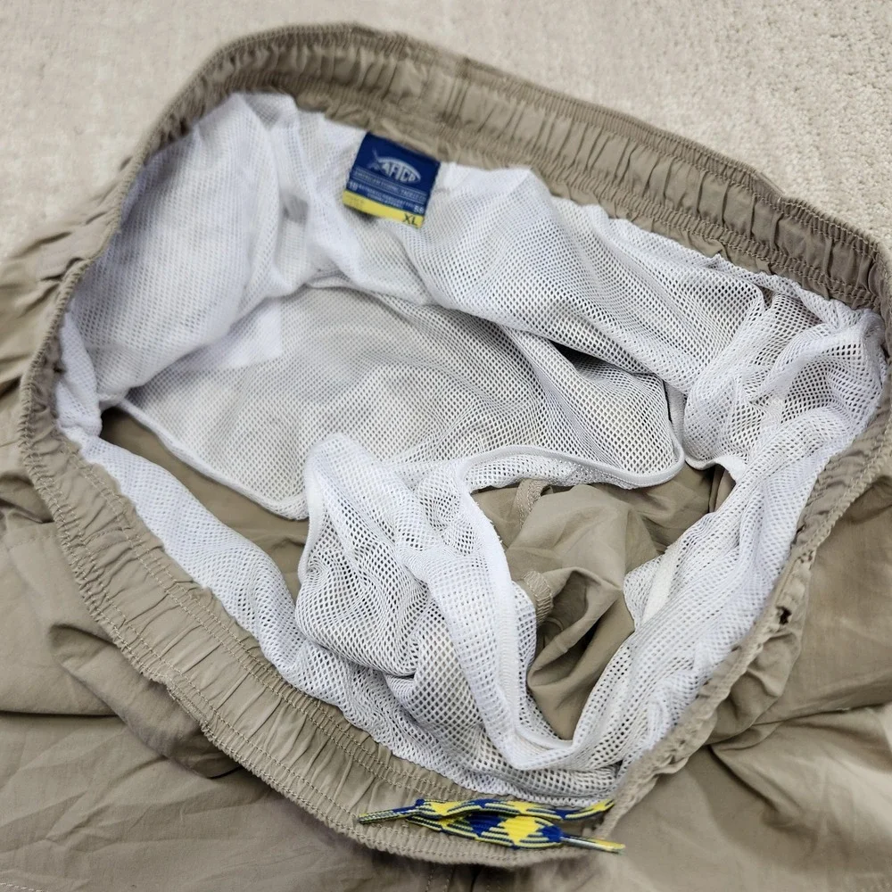 Aftco Shorts Men XL Hybrid Fishing Swim Elastic Waist‎ Chino Lined Quick Dry 10